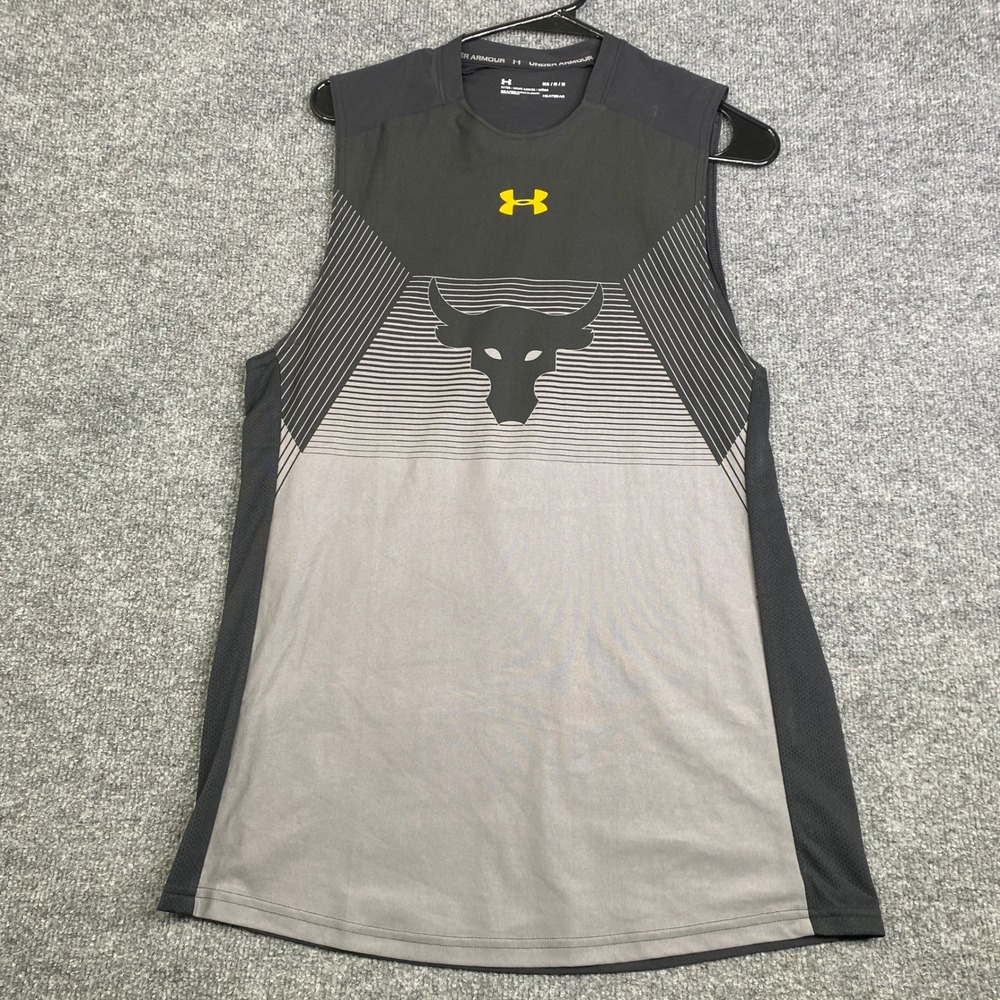 Under Armour Project Rock Tank Top Mens Medium Black Sleeveless Brahma Bull Gym